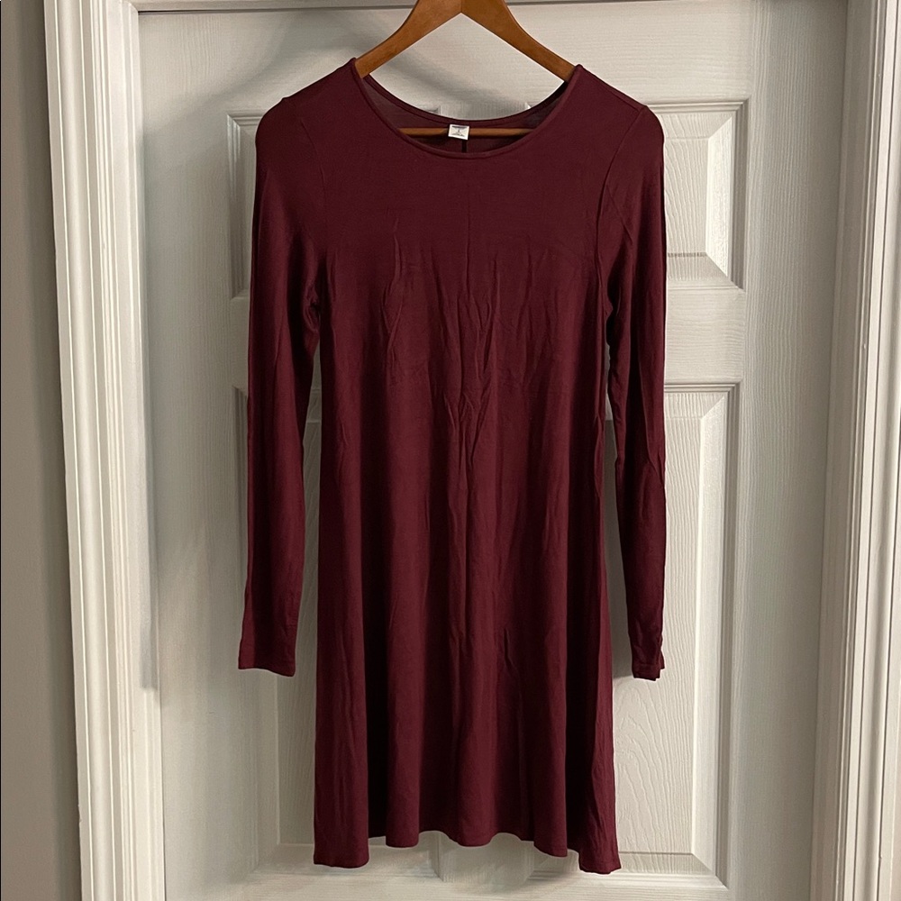 Old Navy Burgandy Long Sleeve Dress Small